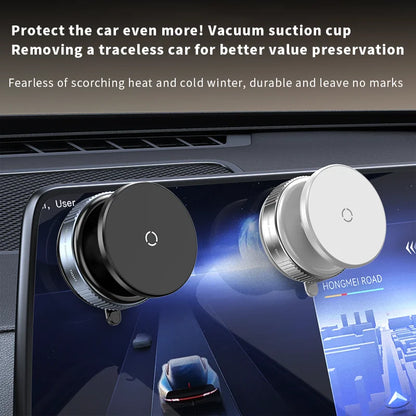 Magnetic Car Phone Mount – 360° Rotation, Vacuum Adsorption with Super Strong Suction for iPhone 12-16 Smartphones