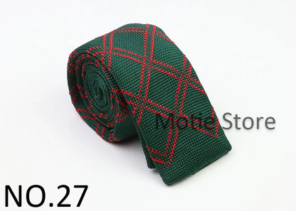Classic Knit Neck Tie for Men — 6cm Plaid & Dots Casual Business Wedding Tie