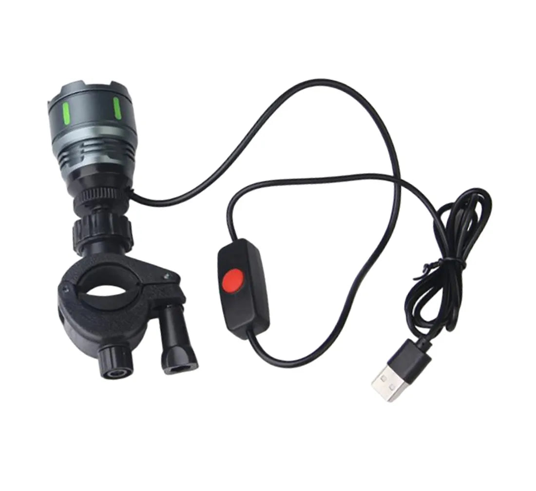 USB Illuminated Pointer Light - 1800m Long-Distance Outdoor Clip-On Flashlight in Blue, White, Yellow & Green