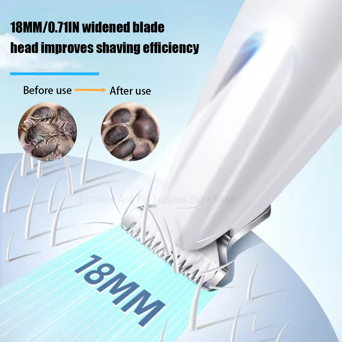New Waterproof LED Dog Paw Trimmer – Pet Hair Clippers with LED Display & 18mm Wide Blade