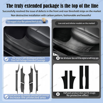 Tesla Model Y and YL Juniper 2025–2026 Door Sill Protectors – ABS Front and Rear Anti-Kick Threshold Guard Strips, Waterproof Pads
