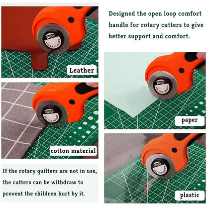 45mm Rotary Cutter Set – Ergonomic Leather & Fabric Cutting Tool for DIY Sewing, Quilting & Craft Projects