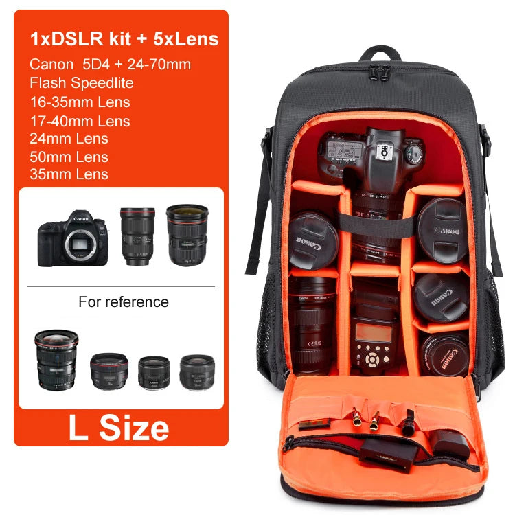 Large Waterproof Camera Backpack — DSLR & Video Tripod Bag with Rain Cover for Canon, Nikon, Sony, Pentax