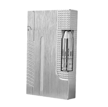 JT.Dunant Luxury Brass Gas Lighter - Refillable Butane Cigarette & Cigar Accessory with Vertical Pattern Design