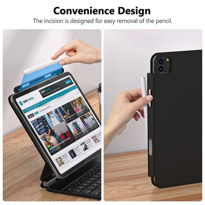 Smart Magic Keyboard Folio : Innovative Design for Apple with GOOJODOQ Magnetic Smart Folio - Includes Apple Pencil 1 & 2 Holder