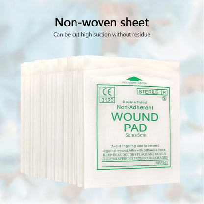 50/100PCS Sterile Non-Woven Gauze Pads - Waterproof Cotton Wound Care & First Aid Dressing Supplies