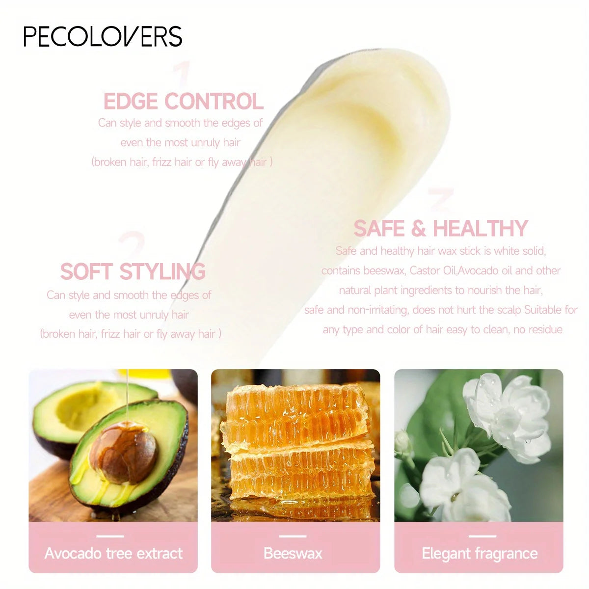 Hair Wax Stick for Flyaways & Frizz – Fruit Flavor, Portable Styling Pomade Stick