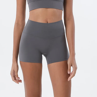 GymHUB High Waist Hip Lift Yoga Shorts – Women’s Quick Dry Peach Nude 3/4 Fitness Leggings for Running & Gym Training