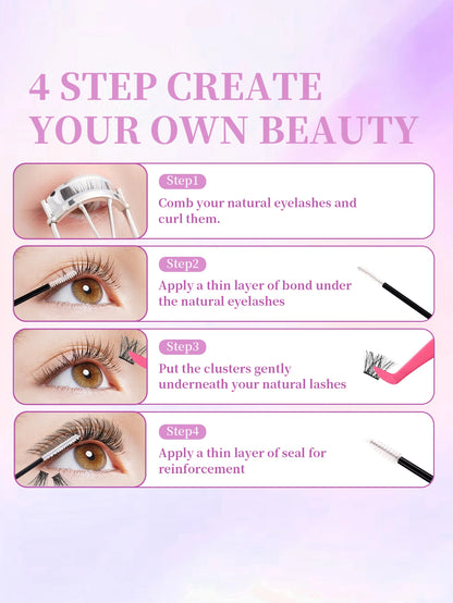 Eyelash Glue and Seal for Clusters – Strong Hold, Long-Lasting Lash Adhesive and Extension Tool