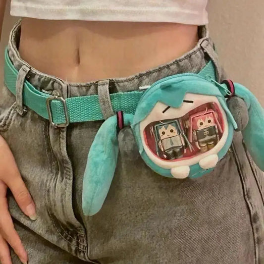 Japanese Anime Hatsune Miku Coin Purse – Creative Big Mouth Cartoon Soft Doll Mini Itabag Messenger & Earphone Bag Gift for Students