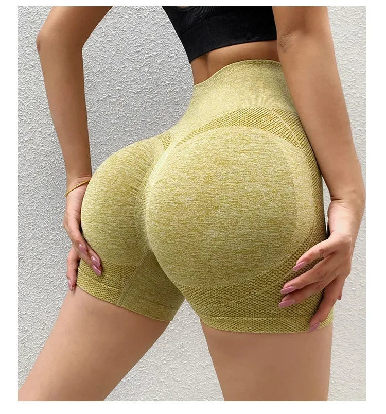 Women’s Sexy Booty Push-Up Sport Yoga Shorts — Seamless Spandex High Waist Running & Cycling Fitness Leggings