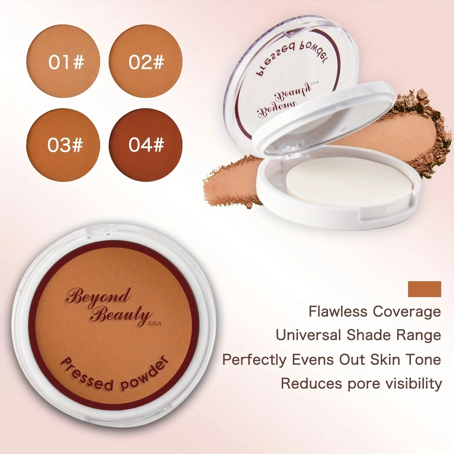 Wheat Bronzing Powder for Dark Skin - Matte Finish, Sweatproof & Oil Control Foundation Concealer with Puff & Mirror
