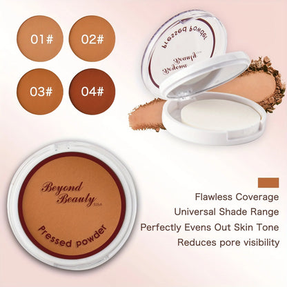 Wheat Bronzing Powder for Dark Skin - Matte Finish, Sweatproof & Oil Control Foundation Concealer with Puff & Mirror