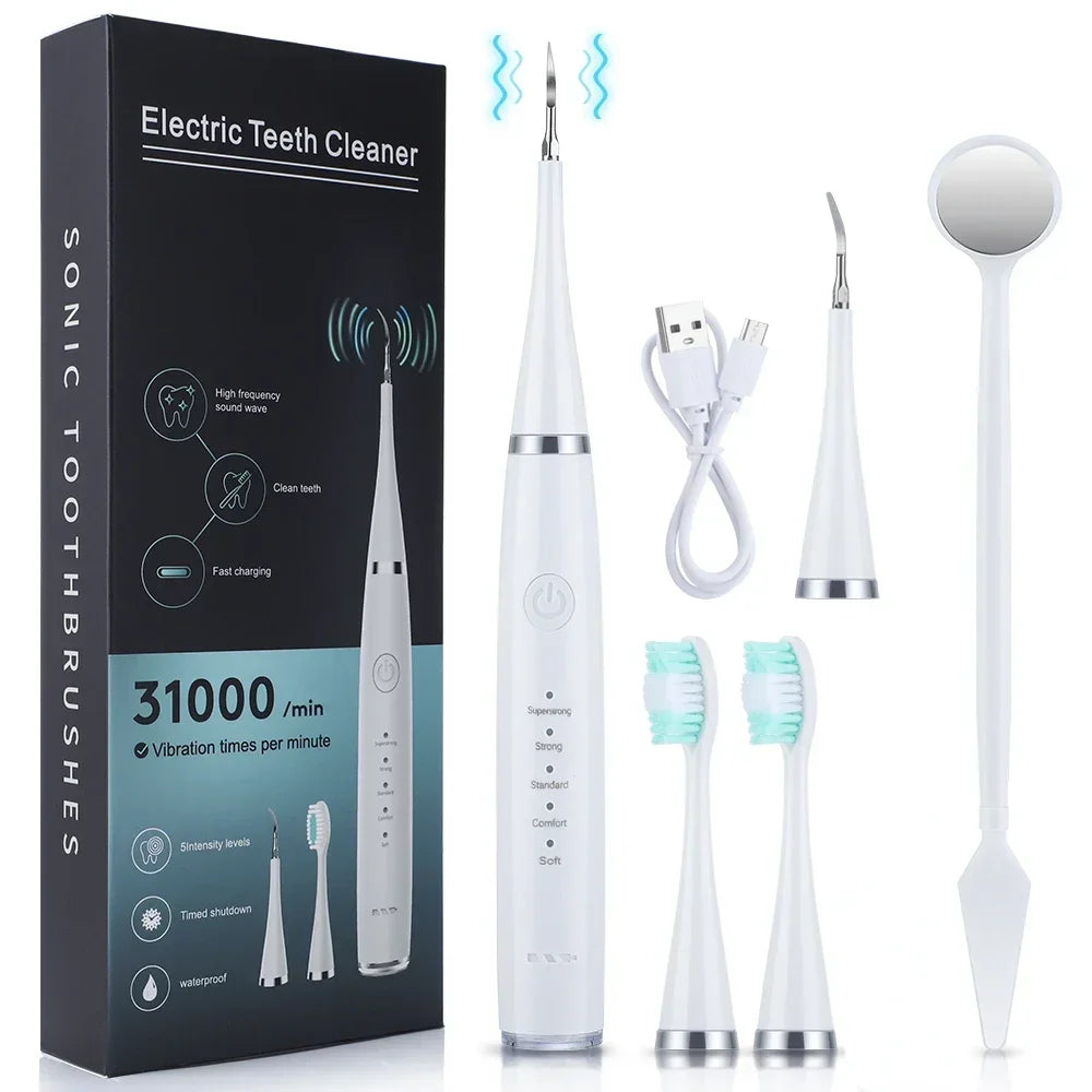 Electric Sonic Toothbrush 3-in-1 – Tartar Removal, Teeth Whitening, USB Charging, Replaceable Brush Head for Oral Care