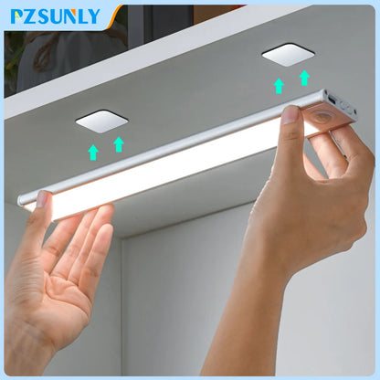 LED Motion Sensor Night Light - Wireless USB Rechargeable Under Cabinet Light for Kitchen, Bedroom & Wardrobe
