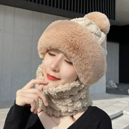 Women’s Winter Ski Mask with Ear Protection – Plush Lined Windproof One-Piece Scarf & Hat for Outdoor Sports