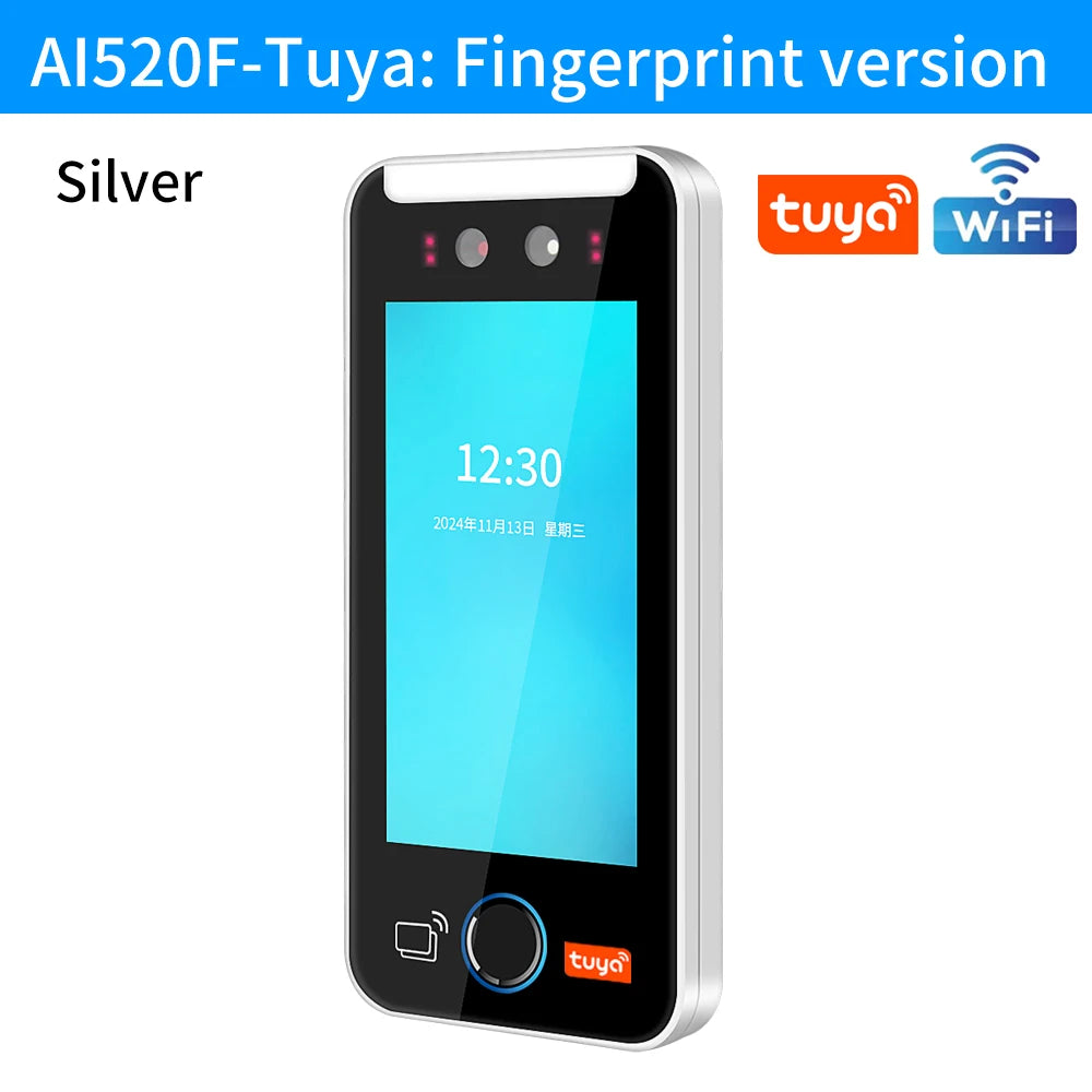 Asia Teco 5-Inch Face Recognition Access Control – WiFi TCP/IP Attendance Machine with Tuya App & Fingerprint Scanner