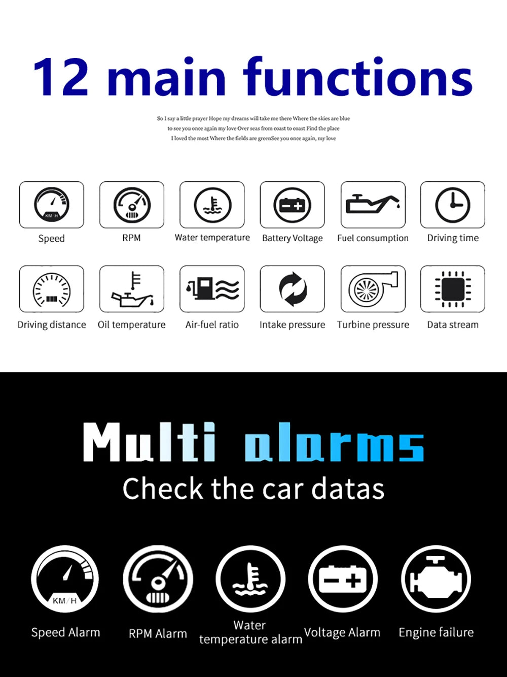 P10 Pro Head-Up Display – On-Board OBD2 Computer with Digital Speedometer, Mileage, Temperature & Driving Data Gauge