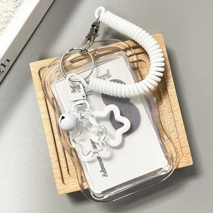 Kpop Photocard Holder - Soft Silicone Transparent Card Wallet with Star Keychain & Sliding Cover