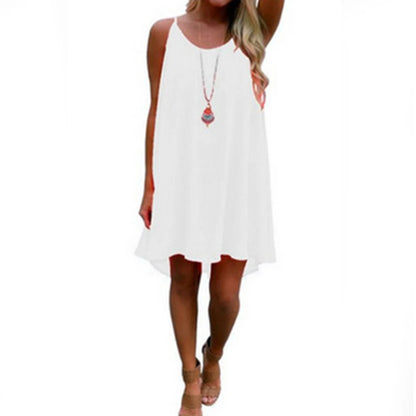 Women’s Summer Backless Beach Dress - Sexy Sleeveless Strap Casual Evening Party Outfit