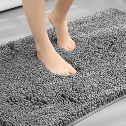 Chenille Long-Haired Bath Mat – Absorbent Bathroom Floor Mat for Tub, Living Room, and Entrance Foot Pad