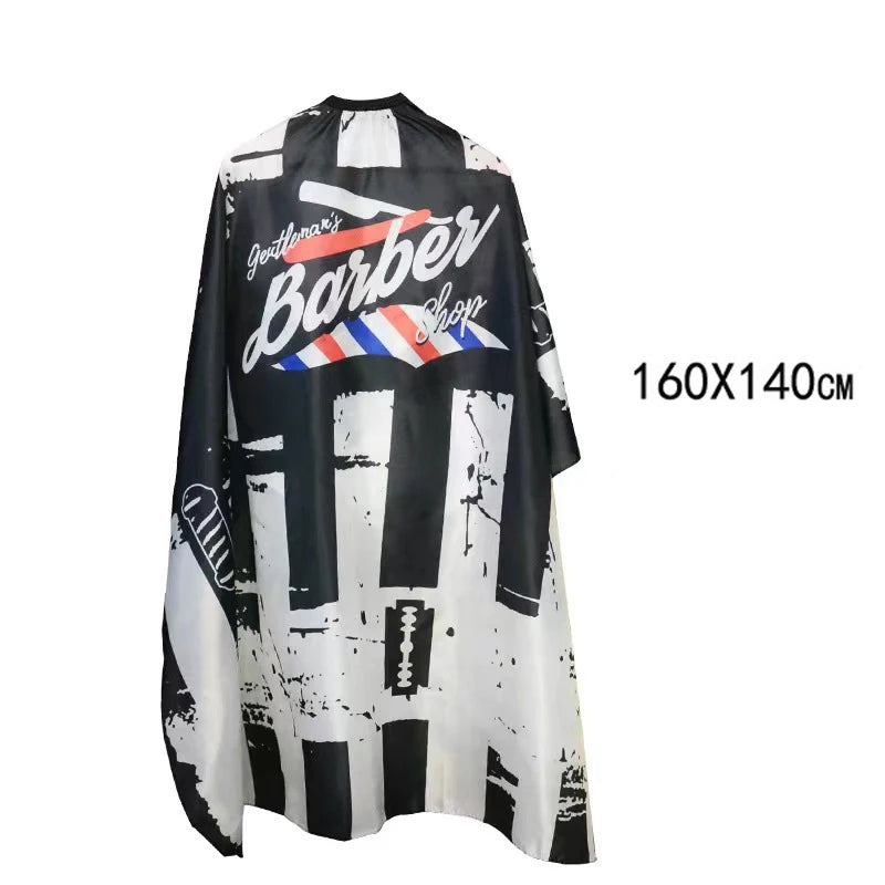 Retro Hairdressing Cape – Waterproof Patterned Salon Barber Gown, Professional Hair Stylist Cutting Apron