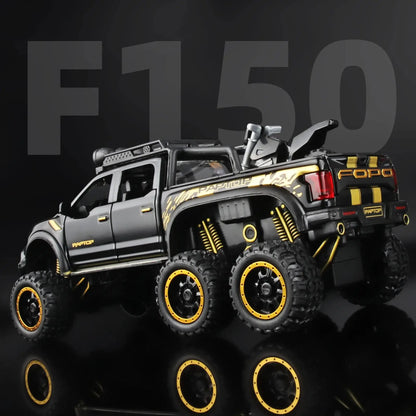 1:24 Diecast F150 Raptor Pickup Truck — Metal Model Car with Sound & Light for Kids Age 3+, Blue