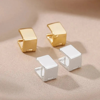 2024 Gold Square Hoop Earrings – Stainless Steel Geometric Jewelry for Women