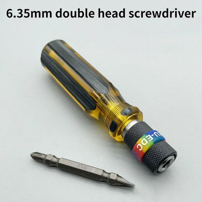Double-Head Screwdriver 6.35mm - 1/4" Slotted & Phillips Precision Hand Tool with Wrench Handle
