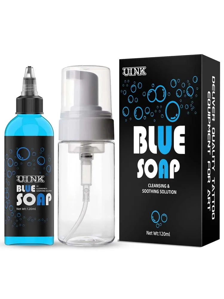 UINK Tattoo Blue Soap 120ml – Foaming Tattoo Cleaning Tool Kit for Beginners & Artists