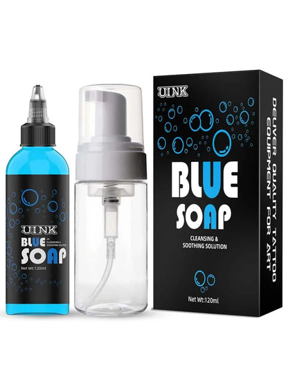 UINK Tattoo Blue Soap 120ml – Foaming Tattoo Cleaning Tool Kit for Beginners & Artists