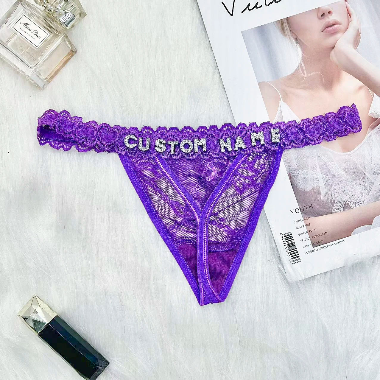 Custom Personalized Lace Thong Bikini – Sexy G-String Body Chain Lingerie with Name Letter Waist Chain Gift for Women