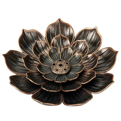 Bronze Lotus Backflow Incense Burner - Elegant Stick and Coil Holder for Home Decor and Buddhism Decoration