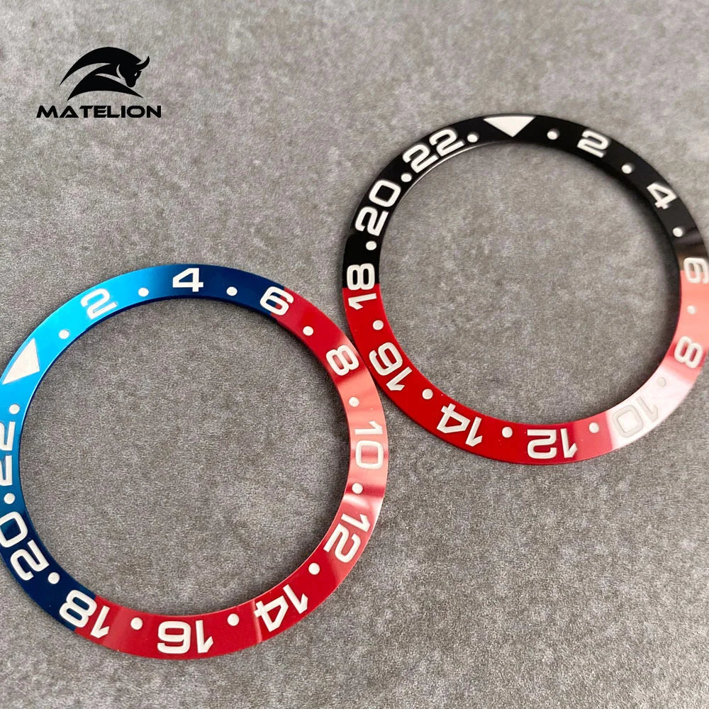 MATELION 38mm Ceramic Bezel Insert — Alloy Watch Ring for 40mm NH35/NH34 GMT Diving Watches