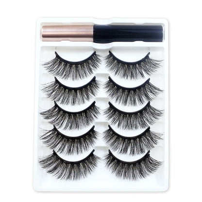 REDSIREN 5 Pairs Magnetic Eyelashes with Eyeliner – Reusable Thick Natural False Lashes