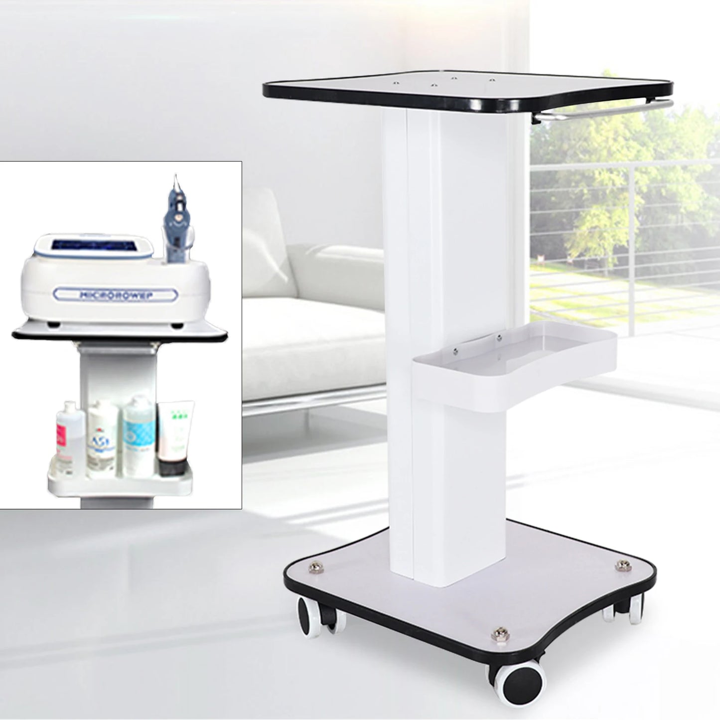40Kg Salon Rolling Trolley Cart – Spa & Beauty Storage Organizer with Machine Stand, Heavy-Duty Spa Cart