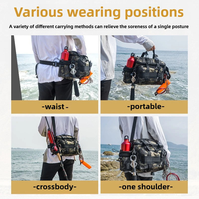 Portable Fishing Tackle Shoulder Bag – Storage Bag with Rod Holder for Outdoor Sports & Fly Fishing