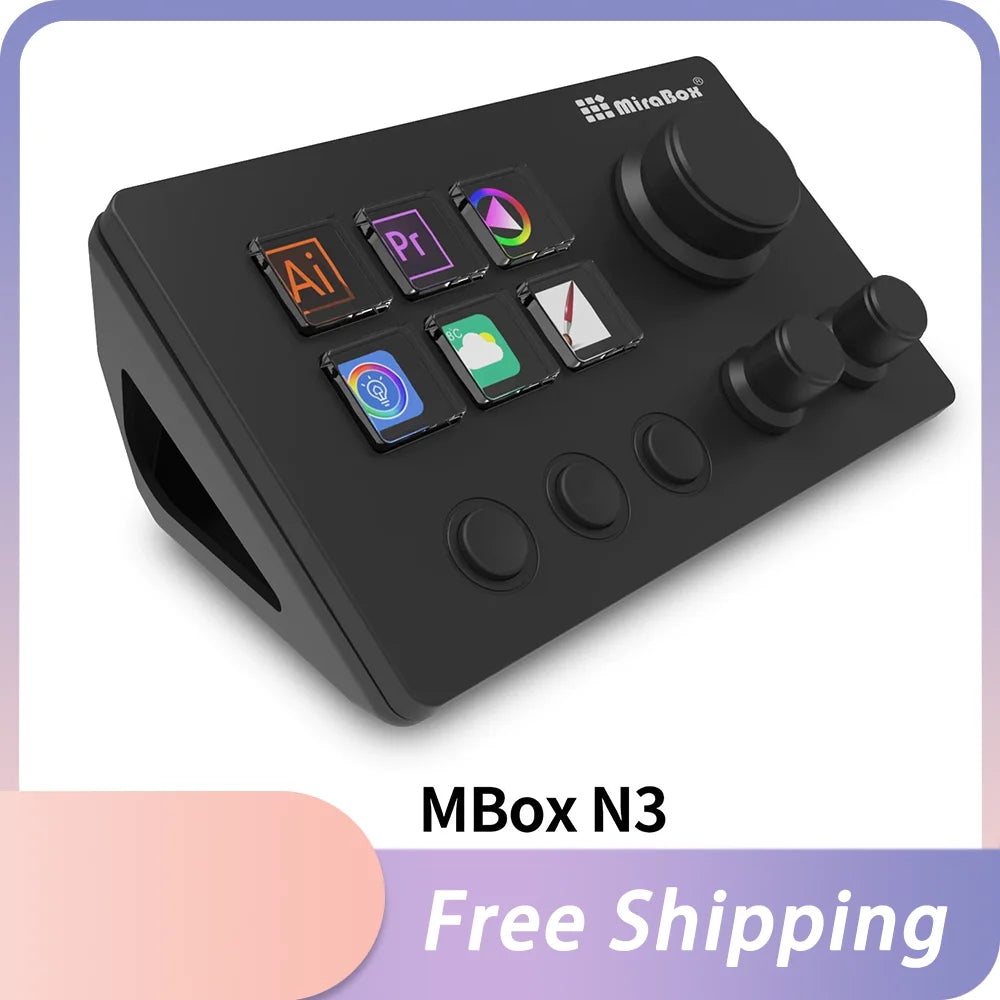 Mirabox N3 Streamdeck Keypad – Custom Macro Mini Keyboard with Screen & Knob Visual Desktop Console