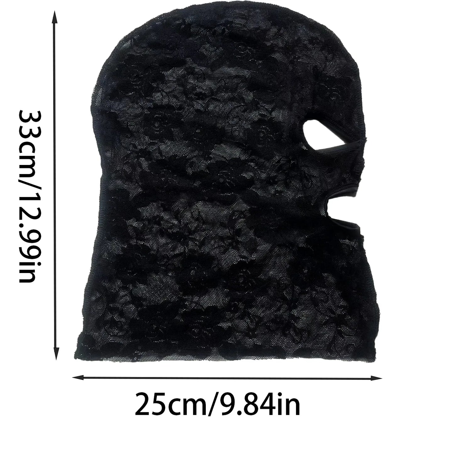 Unisex Venetian Gothic Lace Mask - Black Mesh Full Face Headpiece with Eye & Mouth Openings