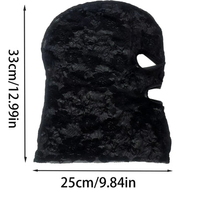 Unisex Venetian Gothic Lace Mask - Black Mesh Full Face Headpiece with Eye & Mouth Openings