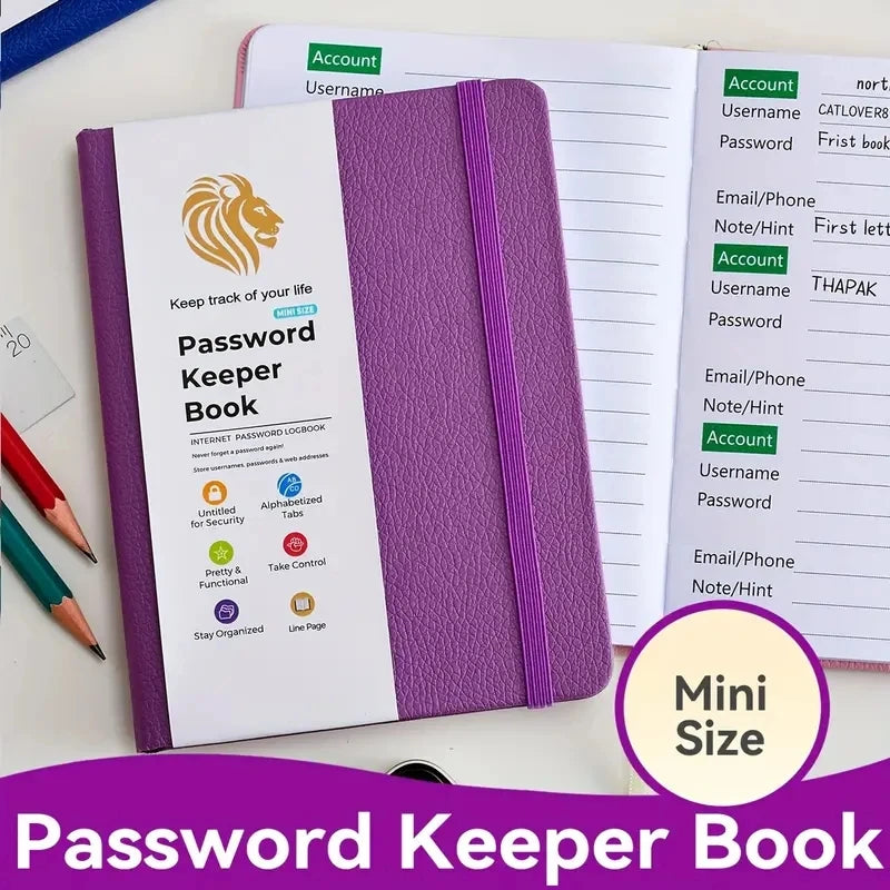 4-Password Book with Alphabetical Tabs – Internet Address & Password Keeper Logbook for Organized Note Keeping