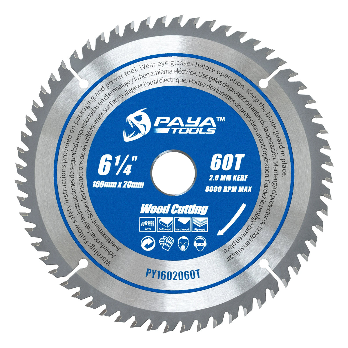 PAYA TCT Circular Saw Blade - ATB Framing Blade for Wood Cutting, TÜV Rheinland Tested & Certified