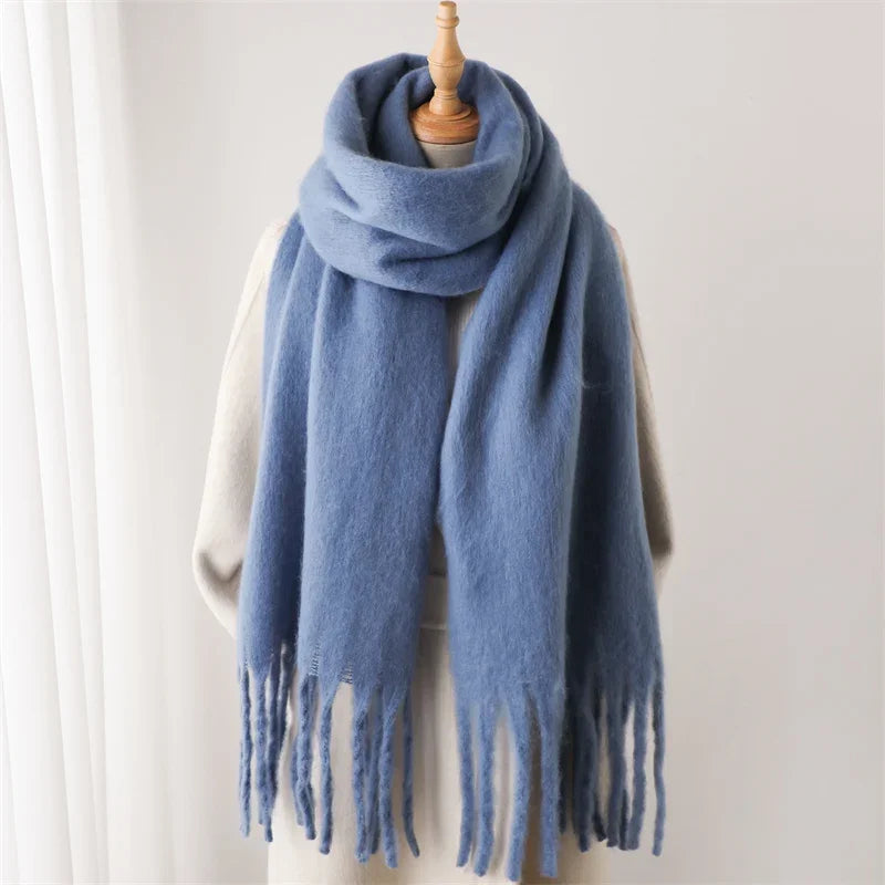 Women’s Winter Cashmere Scarf – Thick Soft Pashmina Shawl with Tassels, Warm Blanket Wrap & Long Poncho Echarpe