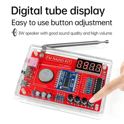 RDA5807 DIY FM Radio Kit - 87–108MHz Adjustable Frequency Digital Display Soldering Project for Electronics Practice