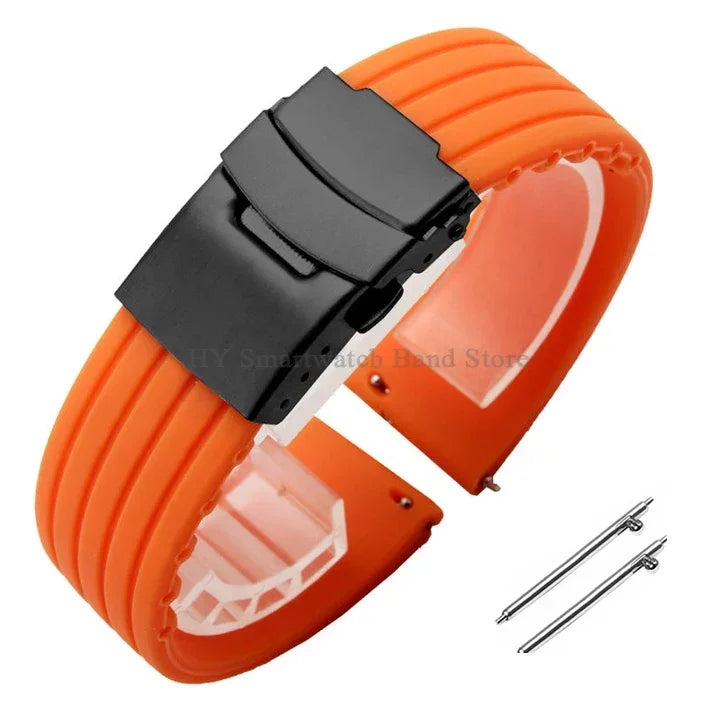 Quick Release Silicone Watch Strap 18–24mm – Sport Rubber Band for Huawei Watch GT2/3/4, Omega, Seiko, Fossil