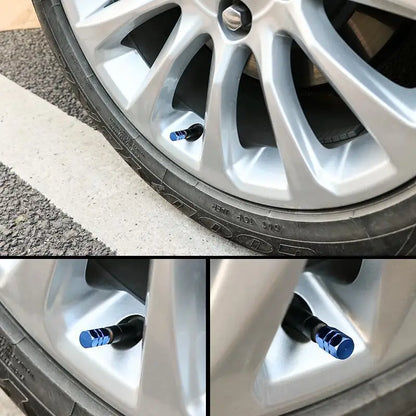 4 Pcs Aluminum Car Tire Valve Caps | Hex Alloy Airtight & Waterproof Covers | Dust-Proof for Automobiles, Motorcycles, Trucks, & Bikes