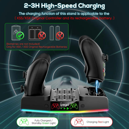 IPEGA Cooling Fan Stand for Xbox Series S – Controller Charging Dock with 15 RGB Lights, Headset Hook, and Charging Station