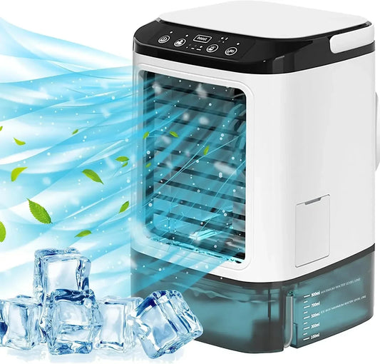 Portable Desktop Air Conditioner Fan – Dual Spray Ultrasonic Humidifier, 3-Speed Silent Air Cooler with Night Light for Home