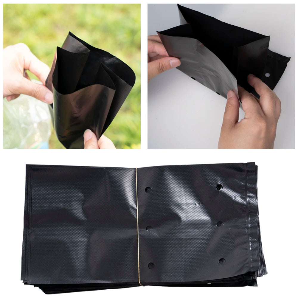10-100 PE Poly Planting Bags – Thickened Vegetable Nursery Pots for Garden Use | Plastic Peanut Planting Bags
