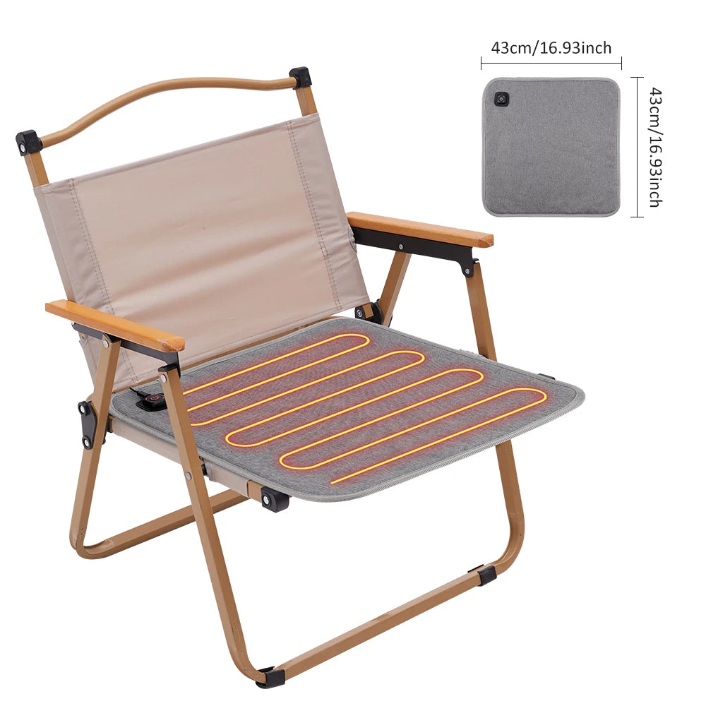 Electric Heated Seat Cushion 43x43cm / 43x90cm – 3-Temperature Adjustable Heating Mat for Office, Camping & Chair Backrest